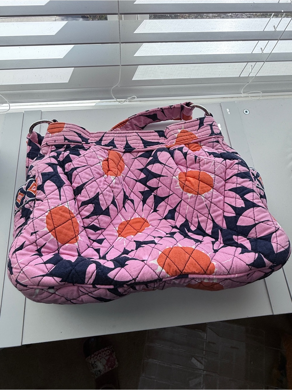Vera Bradley Pink Floral Tote Bag with Orange Accents